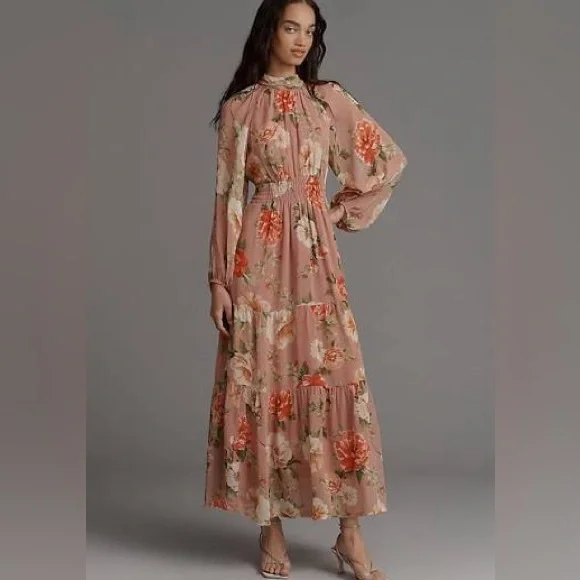 Somerset long sleeve chiffon floral maxi dress NWT - Picture 1 of 8